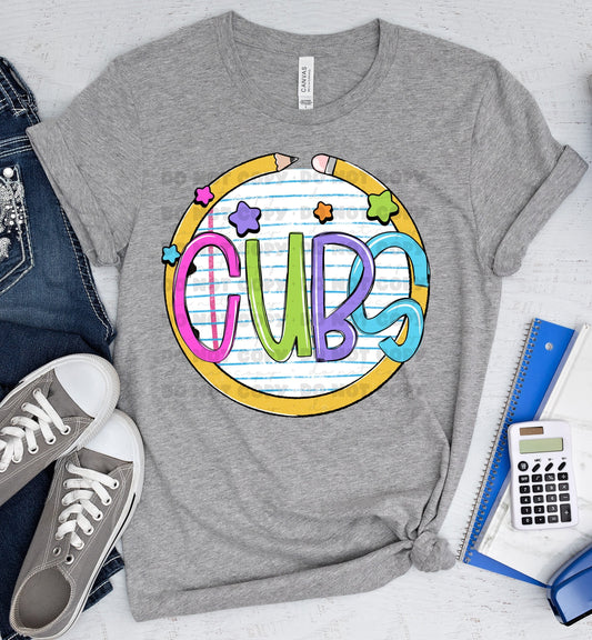 Cubs Mascot Paper and Pencil Circle